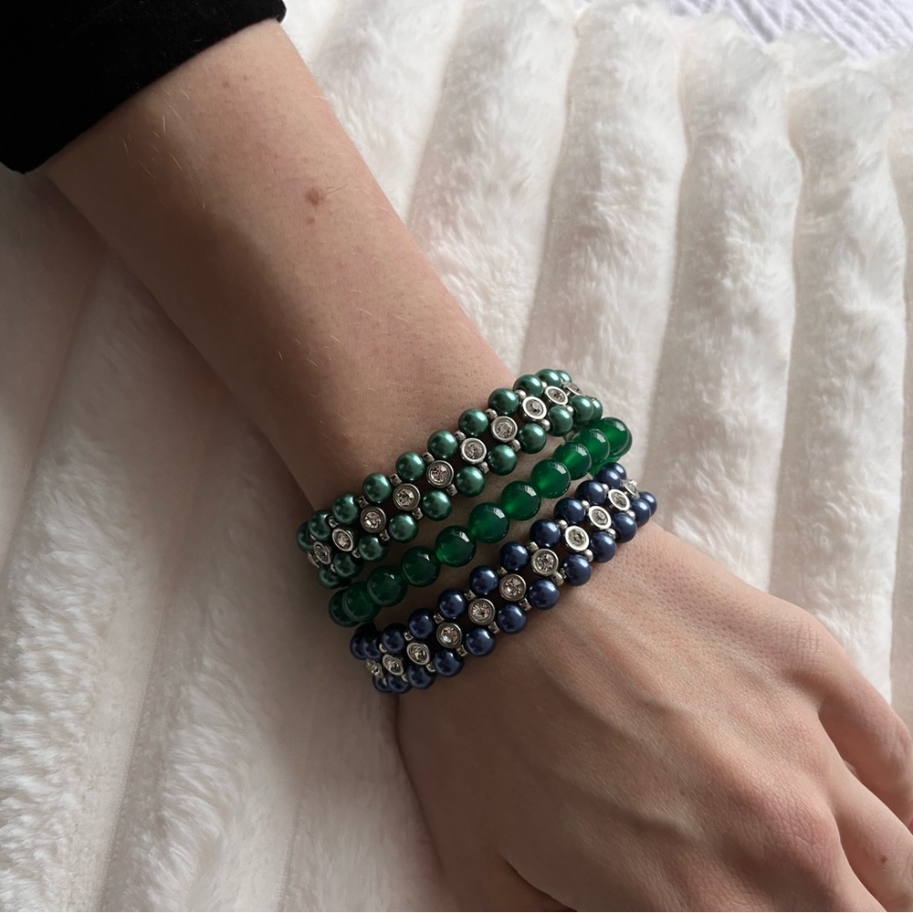 Diamond Emerald Beaded set of bracelets